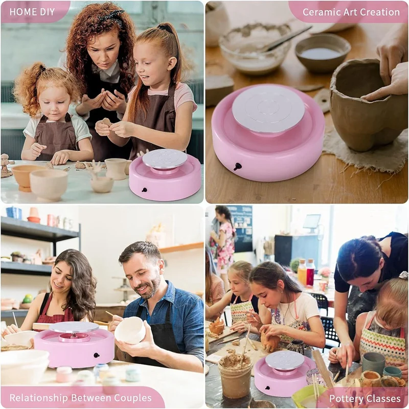 Mini Pottery Wheel Kit - 6Inch Pottery Wheel For Kids, Detachable Turntable, Crafts For Home DIY, Ceramic Work US Plug