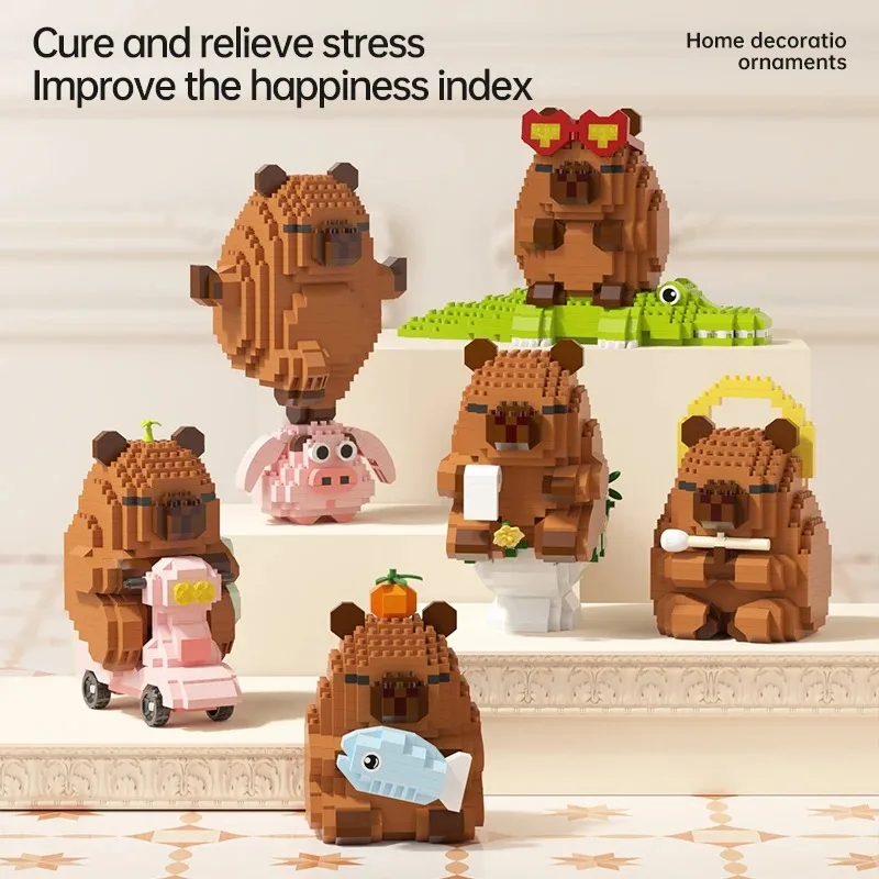 NEUES Kreatives Capybara-Bausteinset - Niedliches Wasserschwein DIY-Modell |   Lustiges STEM-Spielzeug für Kinder & Erwachsene, ideale Geburtstagsgeschenke