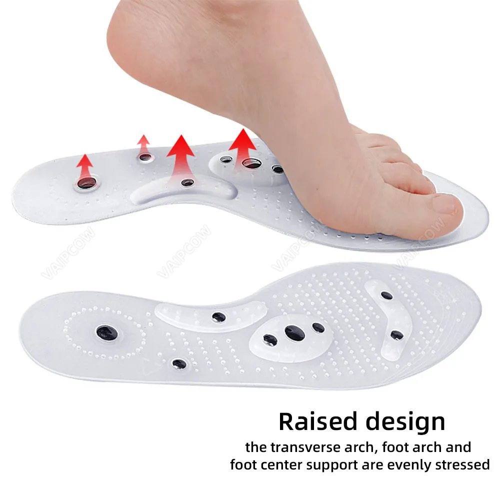 Unisex Magnetic Massage Insoles Foot Acupressure Shoe Pads therapy Slimming Insoles for Weight Loss Transparent