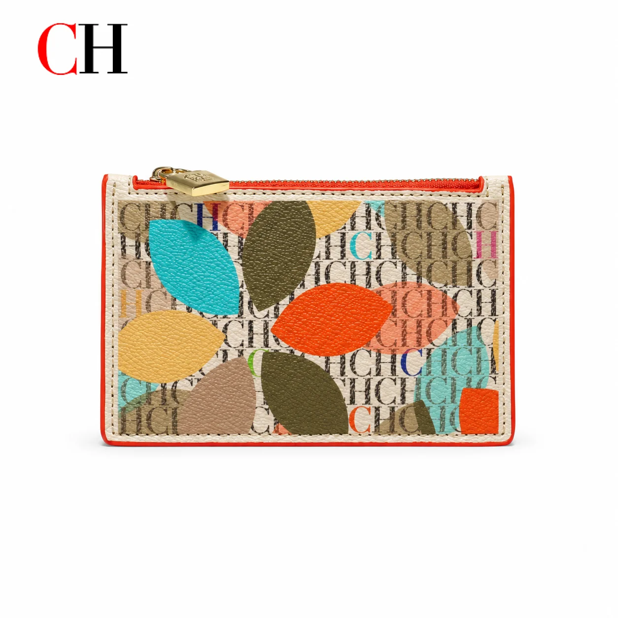 CH Women's Colorful Letter Print Zip Card Holder Slim Coin Purse Compact Wallet Fashion Small Storage Pouch Gift