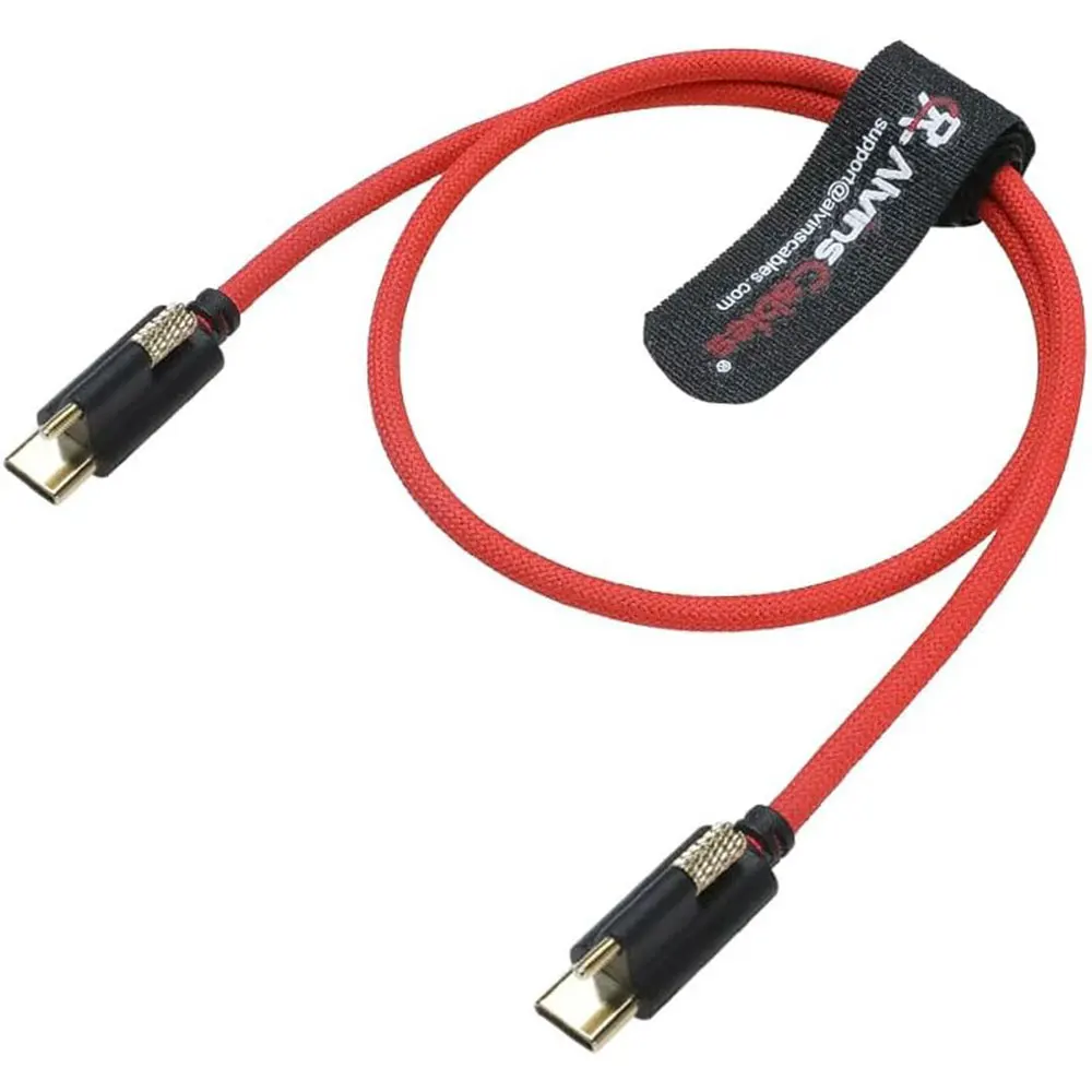 Alvin's Cables Ultra-Flexible Locking USB-C to USB-C Power Cable for Blackmagic Pyxis Monitor, URSA Cine EVF, USB-C 3.2 10Gbps D