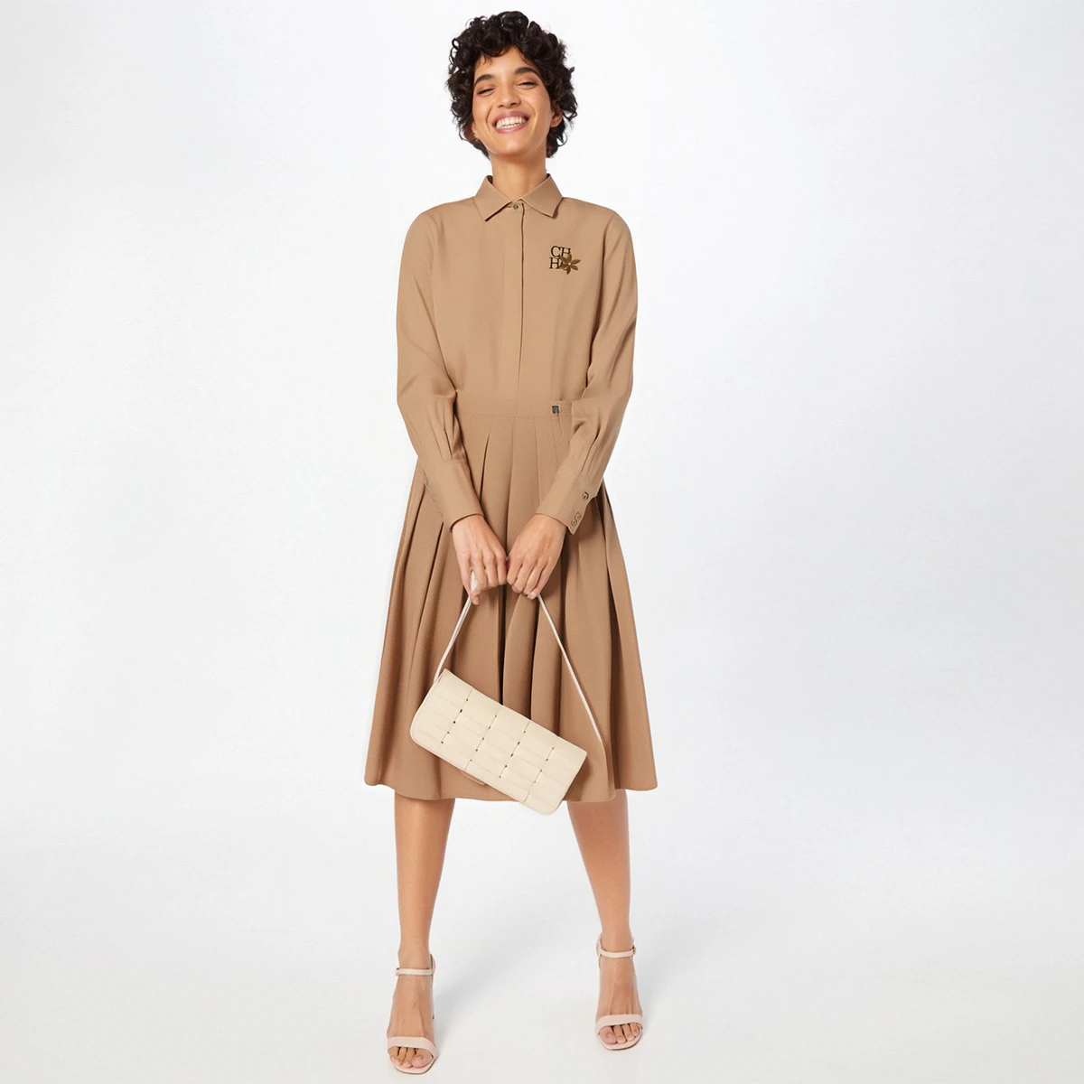 CHCH Women's Half length Skirt 2025 New Khaki Business pleated Skirt Knee length Skirt