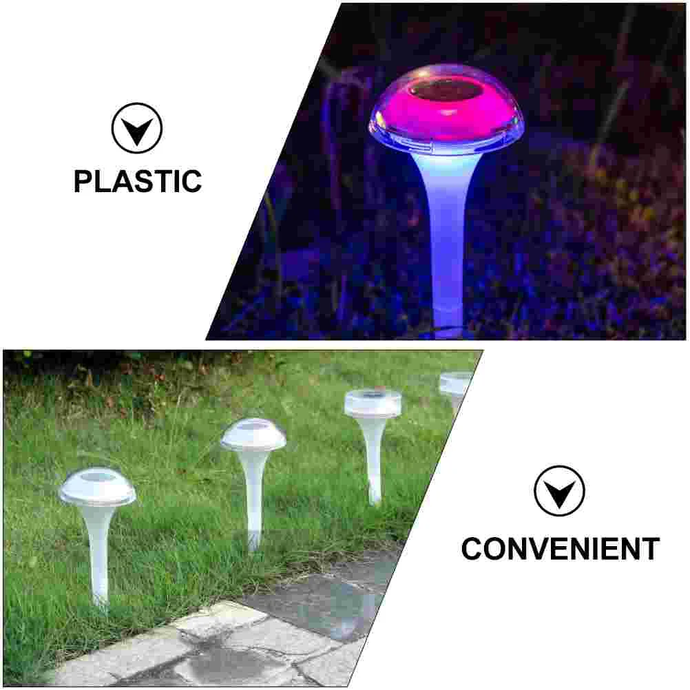 2 Pcs Lawn Lamp Solar Ground Mushroom Light Garden Lights Outdoor for House Decor Stake Shape Mini