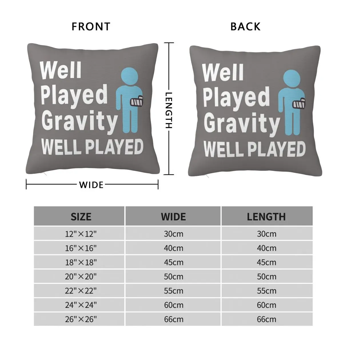 Broken Arm Well Played Gravity Square Pillowcase Polyester Linen Velvet Pattern Zip Throw Pillow Case Sofa Seater Cushion Cover