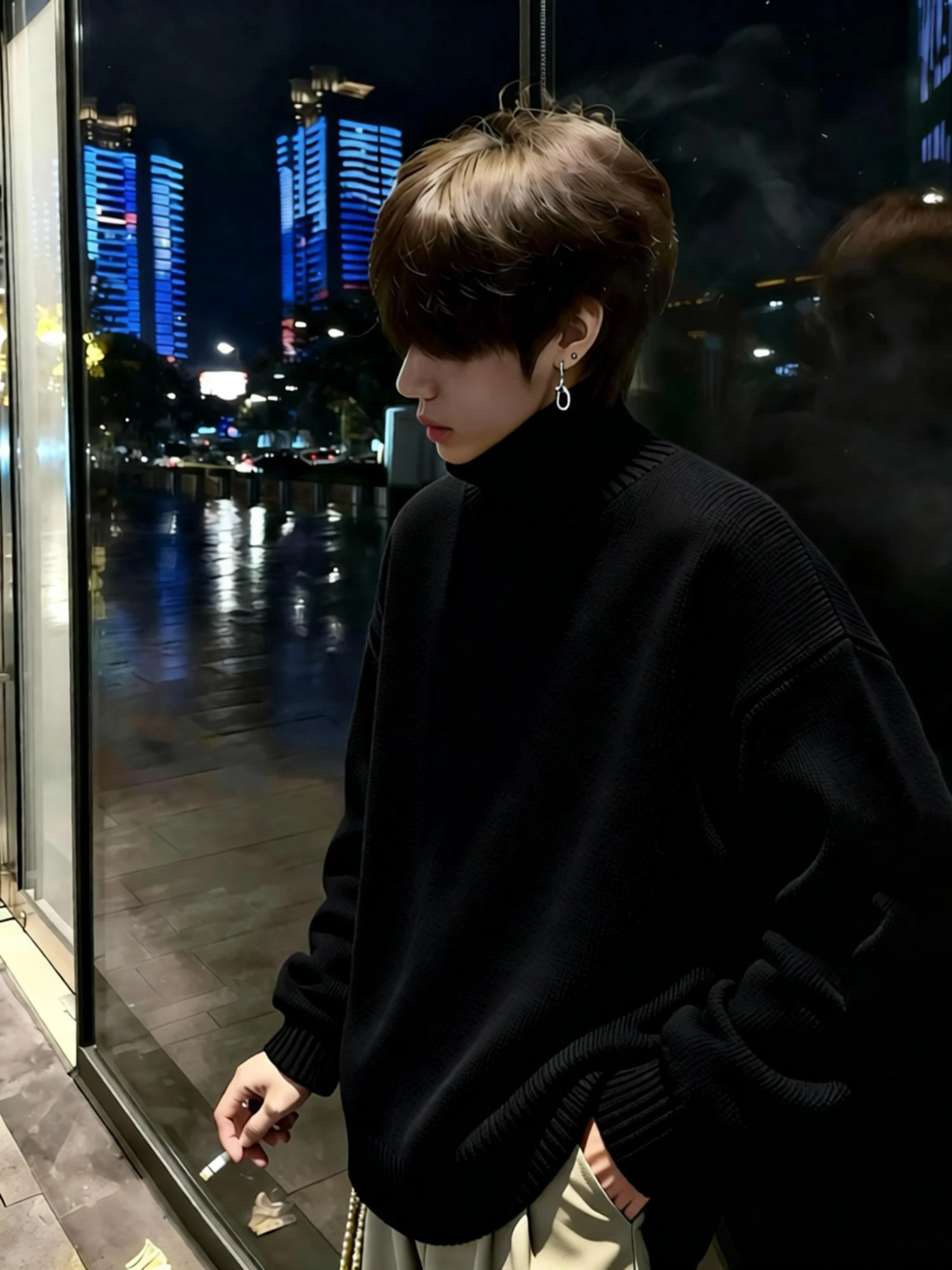 

Cleanfit Men's High Collar Fce Lined Knitwear Winter Thiened Lazy High End Feeling Base Layer Sweater Bla Comfortable ...