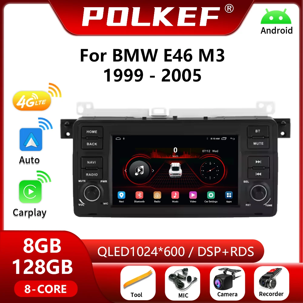 

For BMW E46 M3 1999-2005 Car Radio Car Multimedia Video Player Android 12 4G Wireless Carplay Navigation GPS 2 Din Stereo Auto