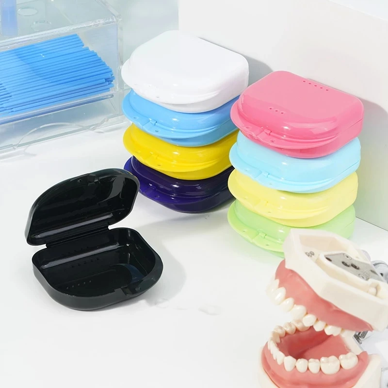 

10pcs Fake Bath Organizer Aligner Mouth Guard Case with holes Dental Retainer Container Box Case Oral Hygiene Care Cleaning