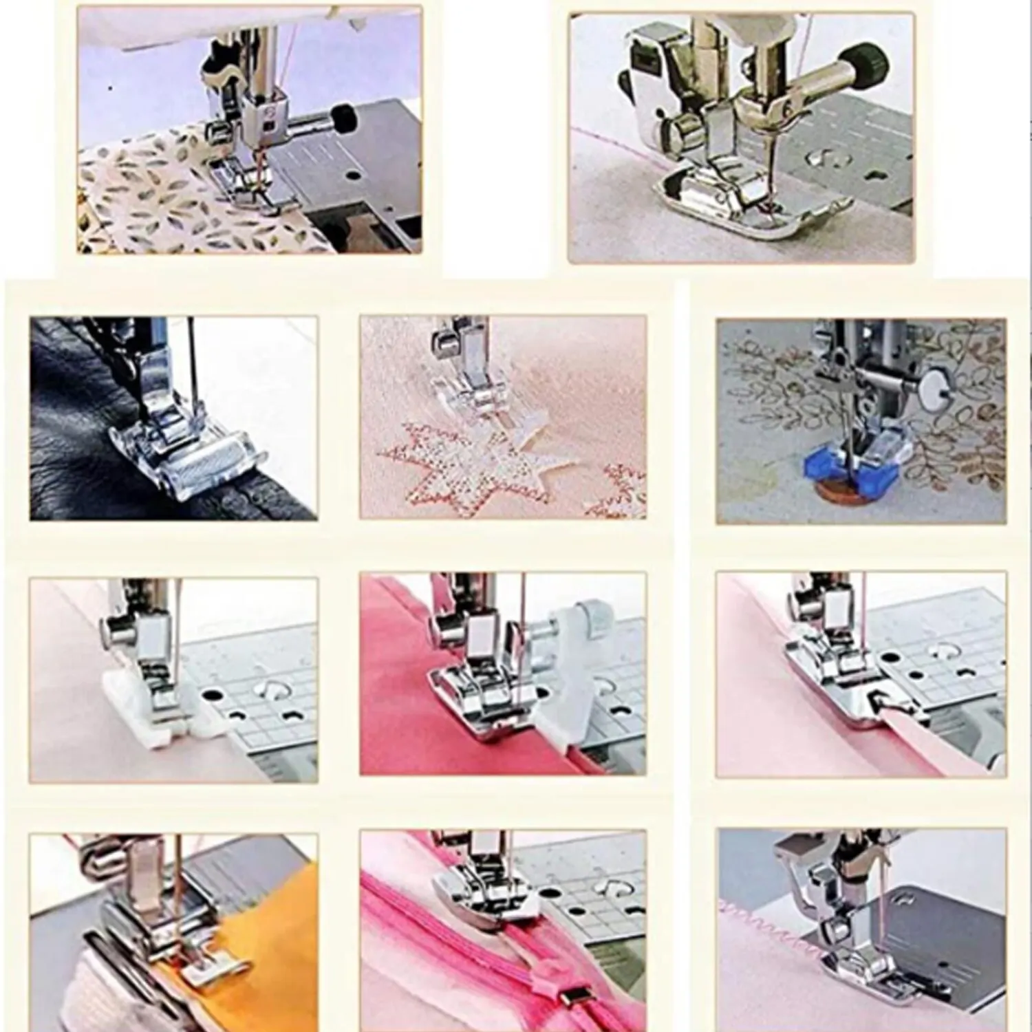 11 Sewing Machine Presser Feet with Glove Compartment for Brother Singer Janome Babylock Kenmore Low Handle Sewing Machines