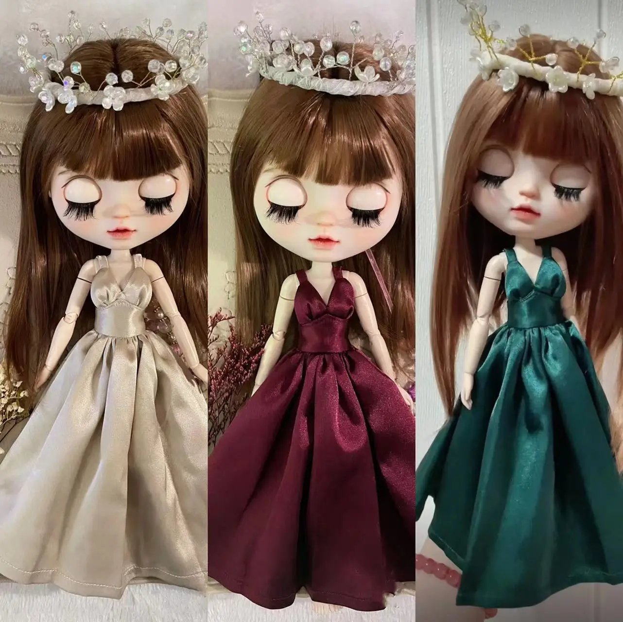 BJD Blythe Clothes High density silk satin heavy satin dress skirt 1/6 30cm Dolls (Fit for Pullip,Ob24, Licca)