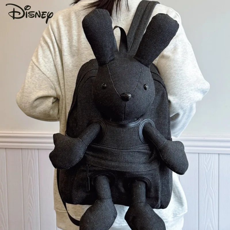 Disney mickey nova denim mochila feminina grande capacidade boneca bonito dos desenhos animados saco de viagem moda casual mochila