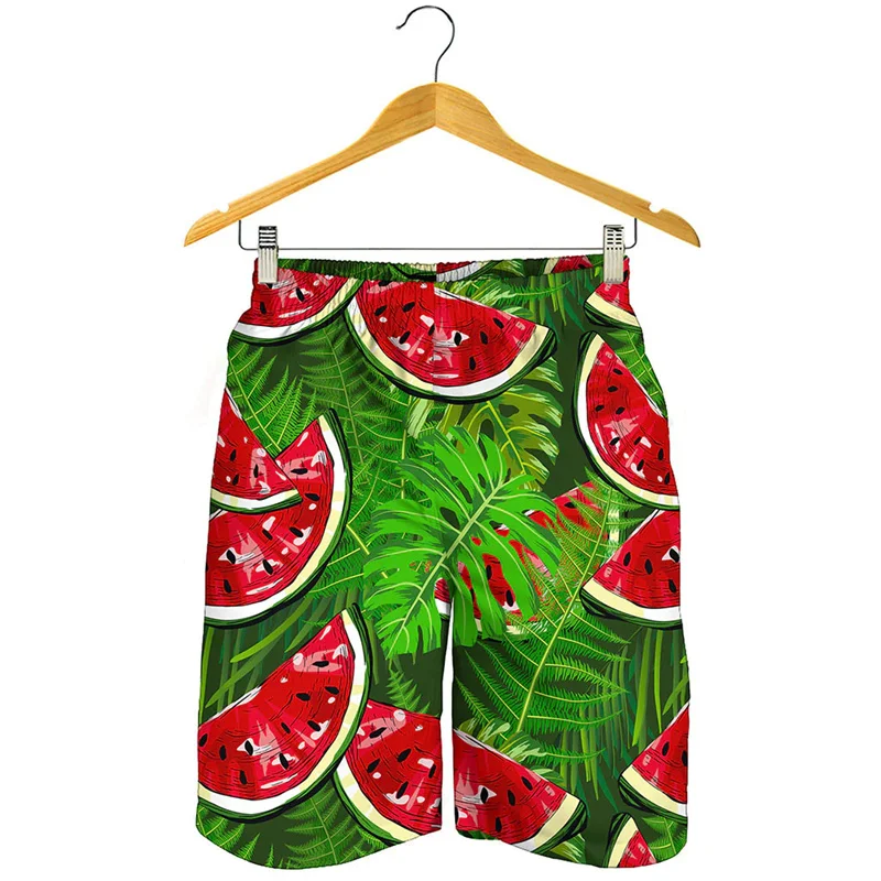 

Watermelon 3D Printed Beach Shorts Men Hawaiian Fruits Pattern Surf Board Shorts Summer Swimming Trunks Quick Dry Ice Shorts