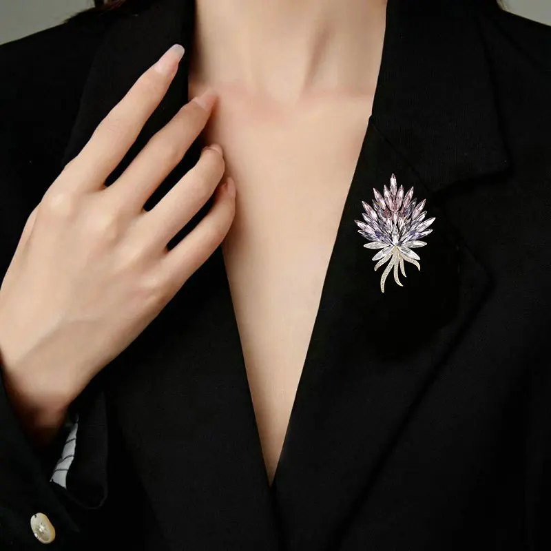 Vintage Crystal Wheat Brooch LuxuryTemperament Women's Zircon Pearl Firework Dragonfly Butterfly Fish Phoenix Broochpins Jewelry view 5