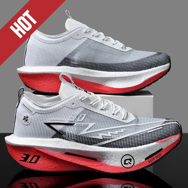 Buty do biegania męskie maratońskie z włóknem węglowym, specjalistyczne sportowe, oddychające, lekkie, damskie, wygodne, sportowe, stabilne sneakersy.