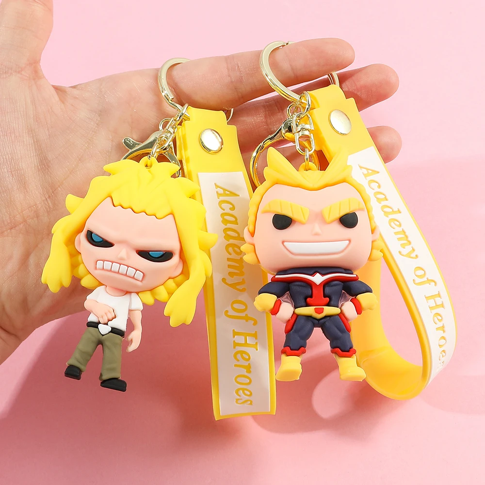 Anime My Hero Academia Keychain Cartoon Midoriya Izuku All Might Silicone Pendant Keyring Car Backpack Key Holder Accessories