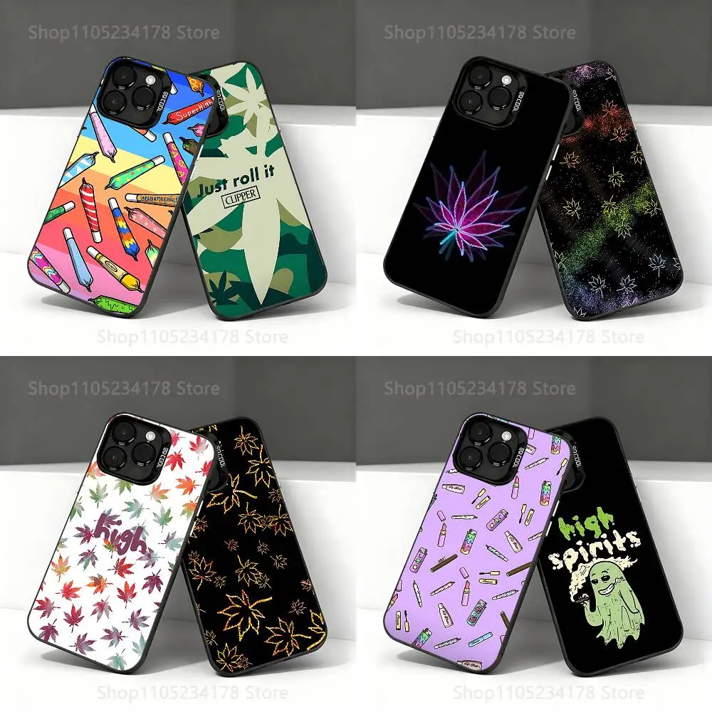 

Weed high leaf Phone Case For iPhone 17,16,15,14,13,12,11,Pro,Max,Plus,E,Air,Mini Black Tpu IMD Cover