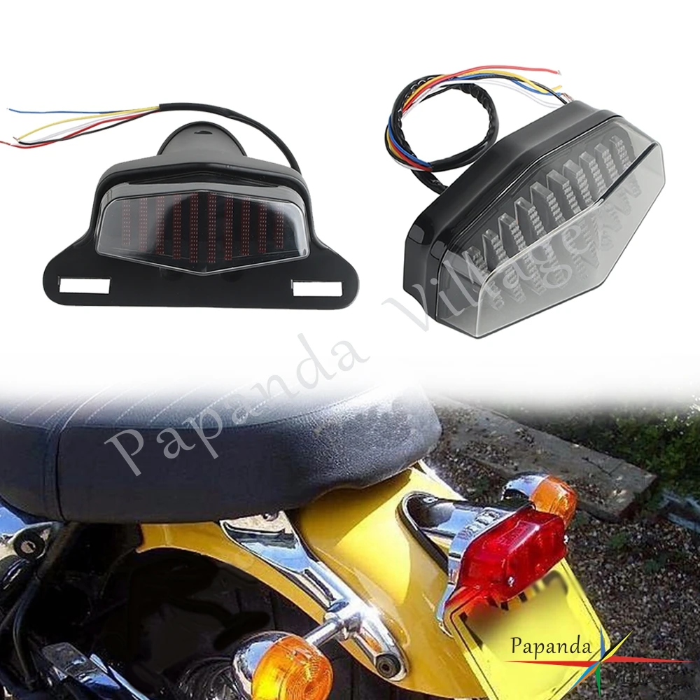 

12V Universal Motorcycle Brake LED Lamp Rear Stop License Plate Lucas Light For Cafe Racer Harley Touring Honda Suzuki Yamaha