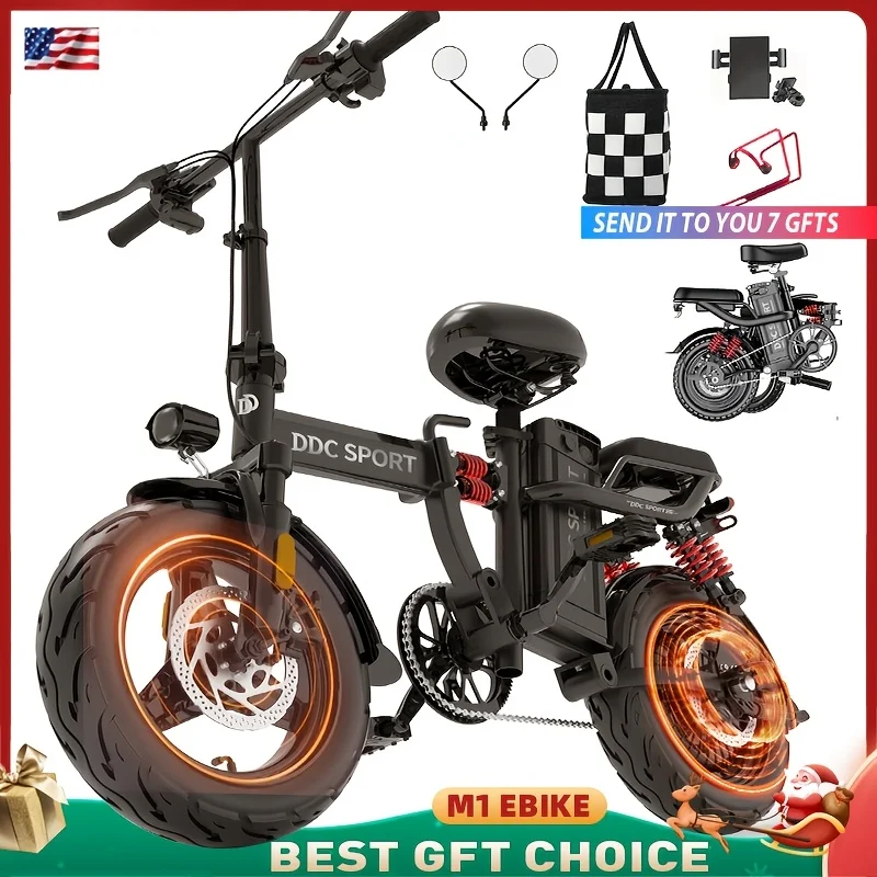 

Spring Cycling M1 Electric Bike For Adults, 48V Lithium Battery, 14 -inch Lightweight, 700W Peak Motor, 30 Mile Range, 19 MPH, 2