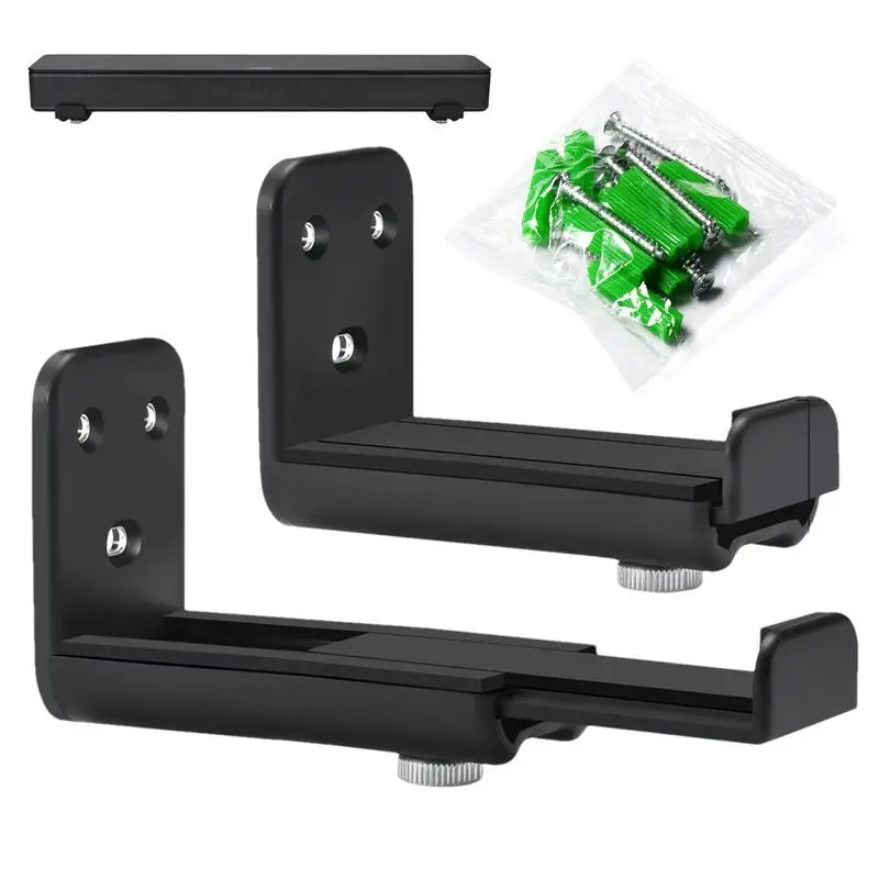 Depth Adjustable Sound Bar Mounts Double Adjustable Depth Wall Sound Brackets Anti-Drop Soundbar Wall Shelf Sound Bar Bracket