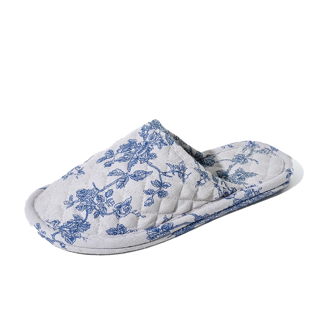 Fashion Women Slippers Soft Cotton Floral Floor Shoes Plus Size Couple Home Shoes Antislip LIghtweight Indoor Home Slippers