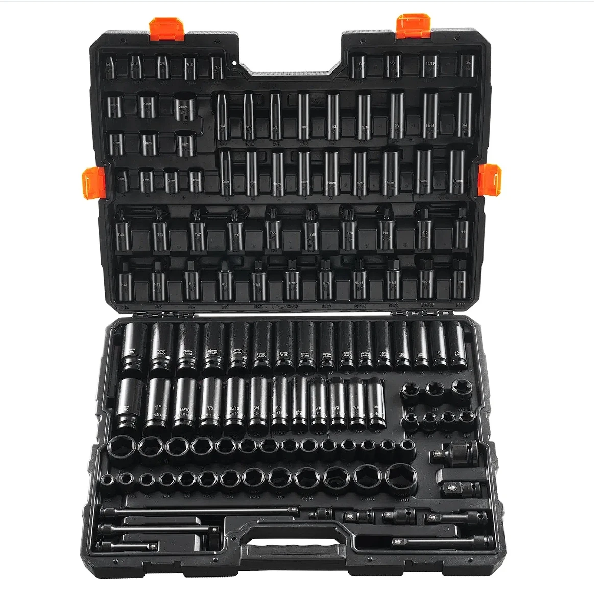 

VEVOR Impact Sockets Set 130PCS 6-Point 3/8" & 1/2" Drive Bit Ratchet Tool Kit