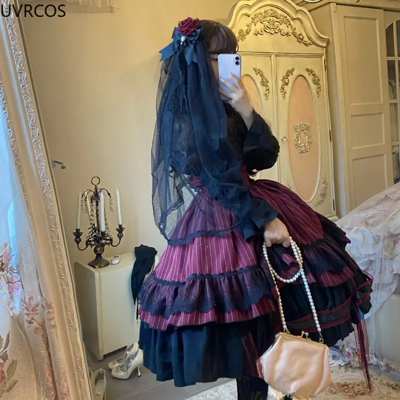 Viktoria nische Gothic Lolita Jsk Kleid Frauen Halloween Y2k Fledermaus Kragen Hemd Wolle Prinzessin Kleider Vintage Punk Harajuku Party kleid