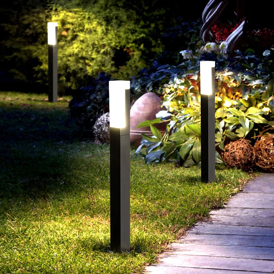 Lámpara LED de acrílico con Sensor de movimiento PIR para césped, luz de camino de paisaje de jardín al aire libre, impermeable IP65, luces de pilar de calle de jardín