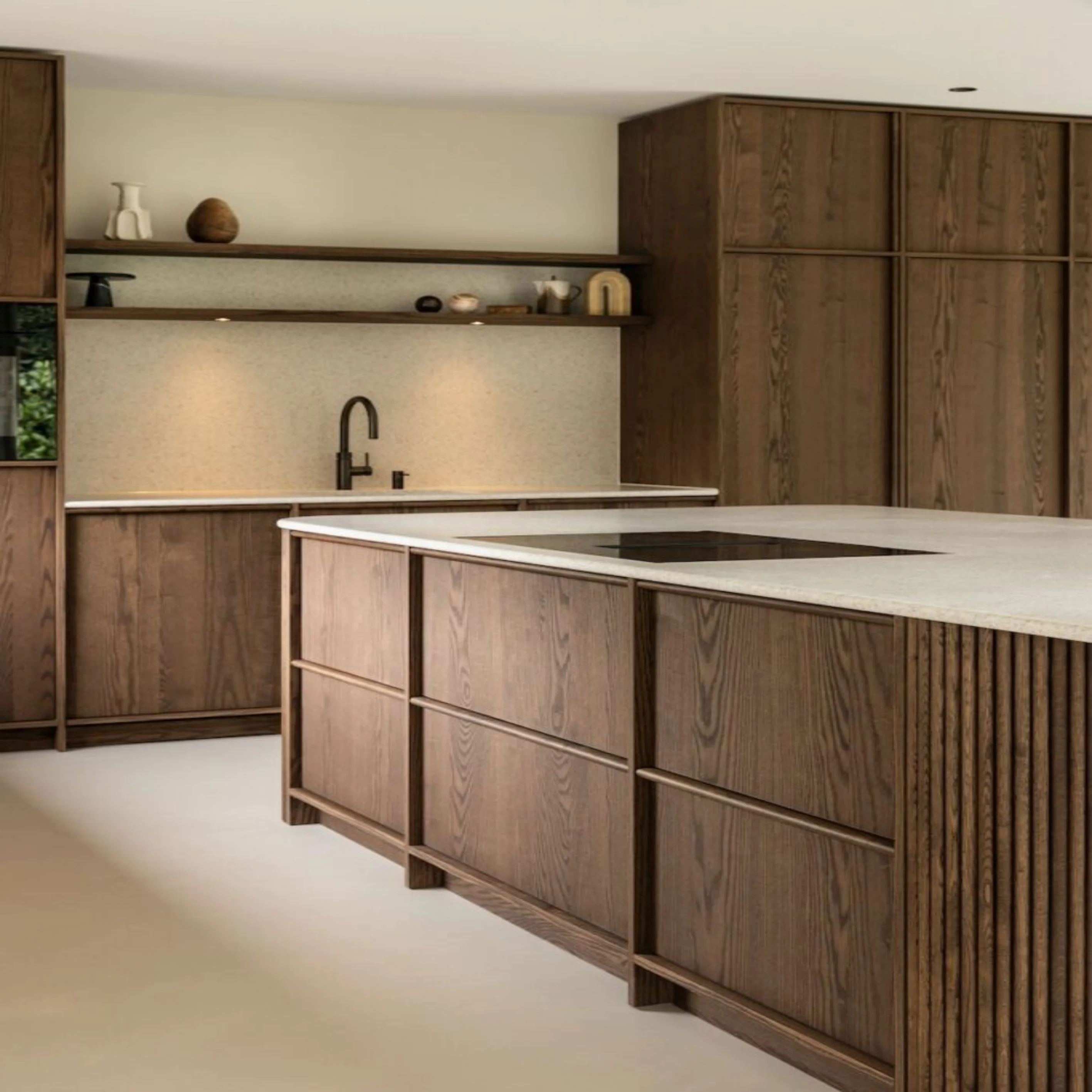 Personalización de gabinete artesanal, chapa de madera de roble oscuro, puertas de cocina, manija de muebles, sin diseño de gabinete de herrajes
