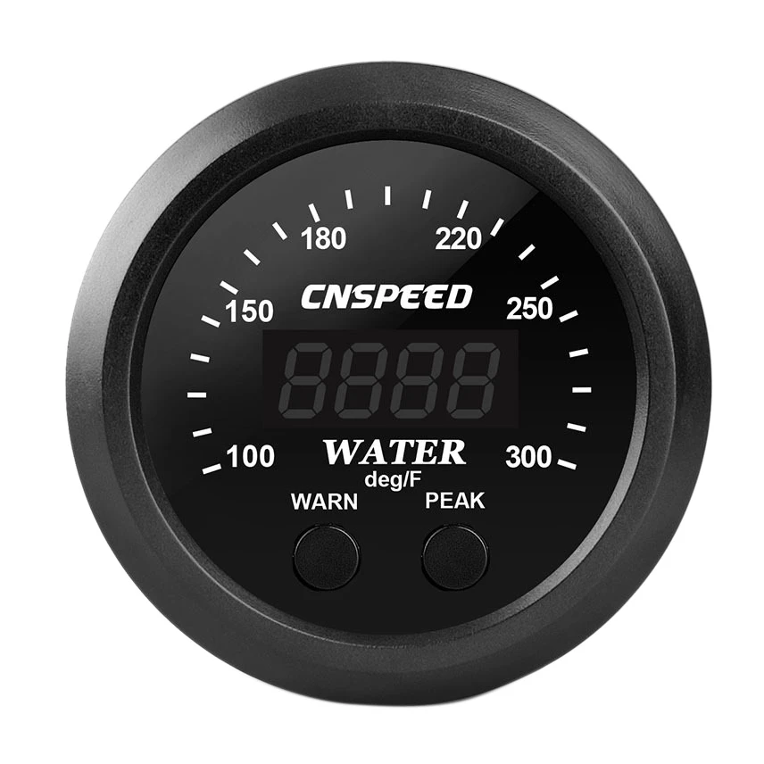 CNSPEED Water Temp Gauge Digital Display 12V Ultra-Thin Universal Water Temperature Meter with Sensor LED Indicator Display