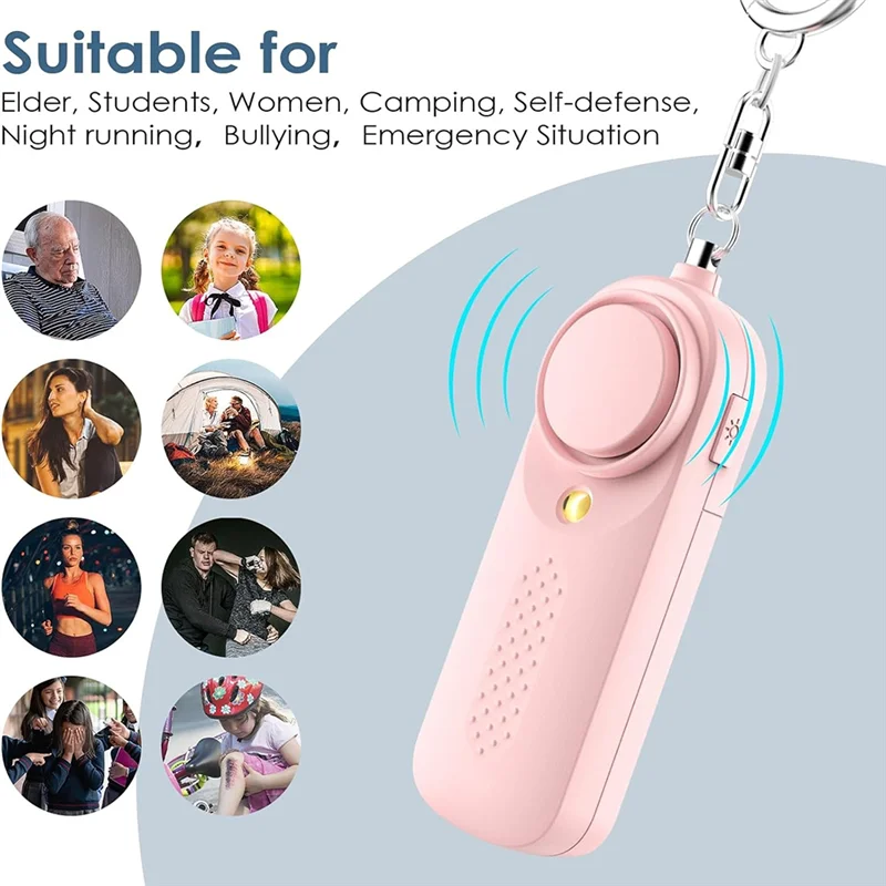 B04B-Personal Alarm For Women 130Db Siren Loud Security Alarms Keychain With LED Light Police Approved Personal Safety Alarm