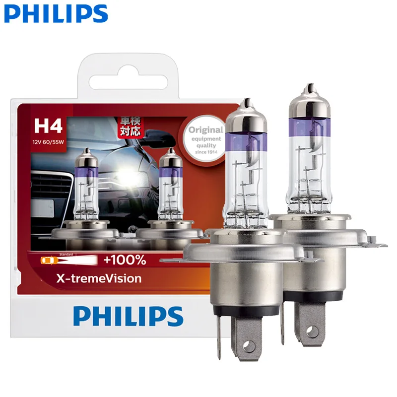 

Philips X-treme Vision H4 Автомобильная галогенная фара 12 В 60/55 Вт P43t Авто лампы + 100% более яркий оригинальный дальний ближний свет 12342XVS2