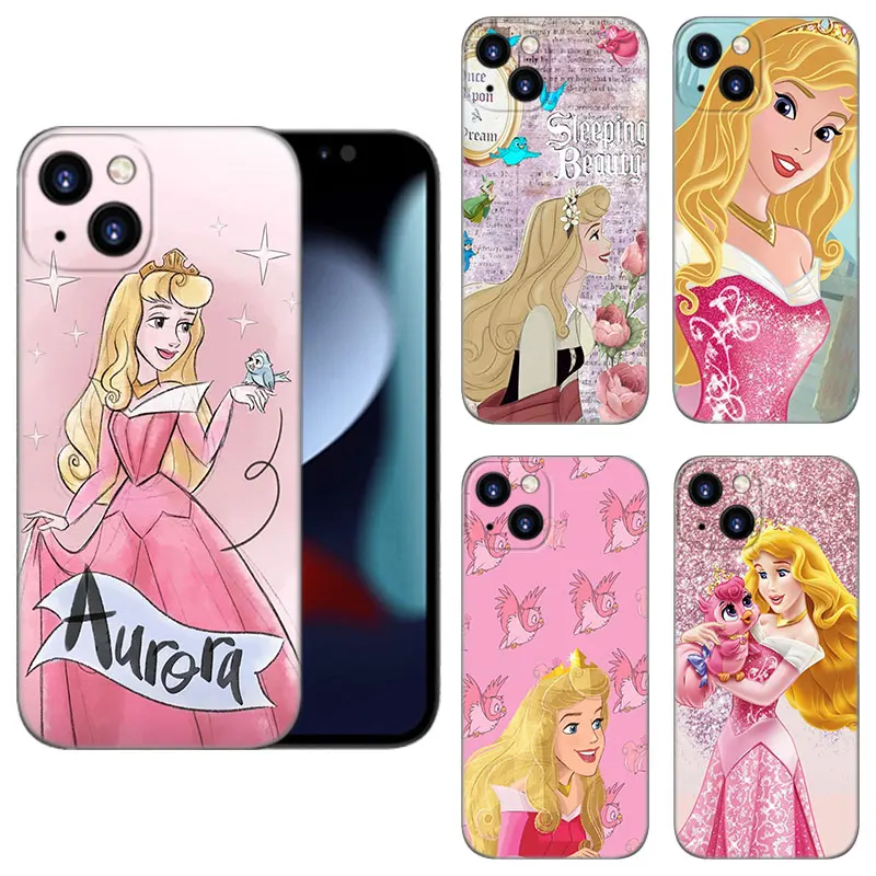 Sleeping Beauty Princess Black Silicone Phone Case For Apple iPhone 12 13 Mini 11 14 15 16 Pro Max 7 8 Plus