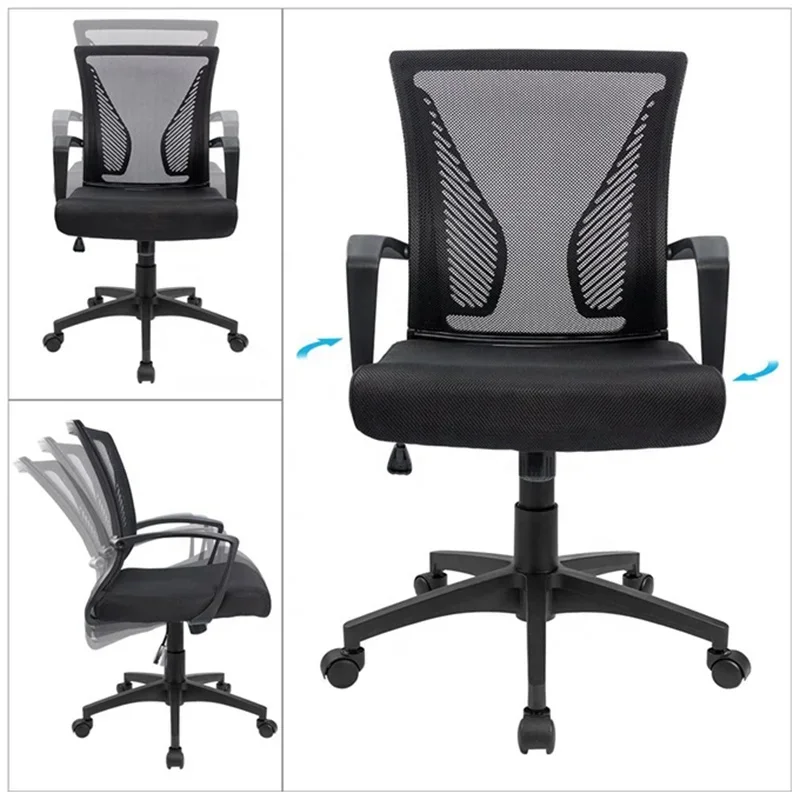 Modern Comfortable Mid Back Swivel Desk Chair Mesh Ergonomic Office Chair for home office