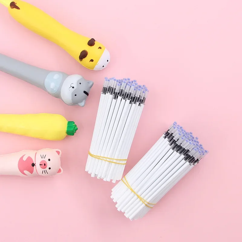 

200 шт., гелевая стержень, декомпрессионная ручка, карбоновая стержень, офисные канцелярские принадлежности, игла 0,5 мм, черные офисные аксессуары, милые школьные принадлежности