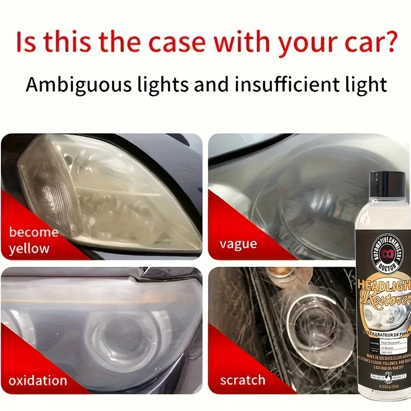 Car headlight repair fluid, car headlight oxidation, yellowing, scratches, blurring, enhanced coating renovation agent