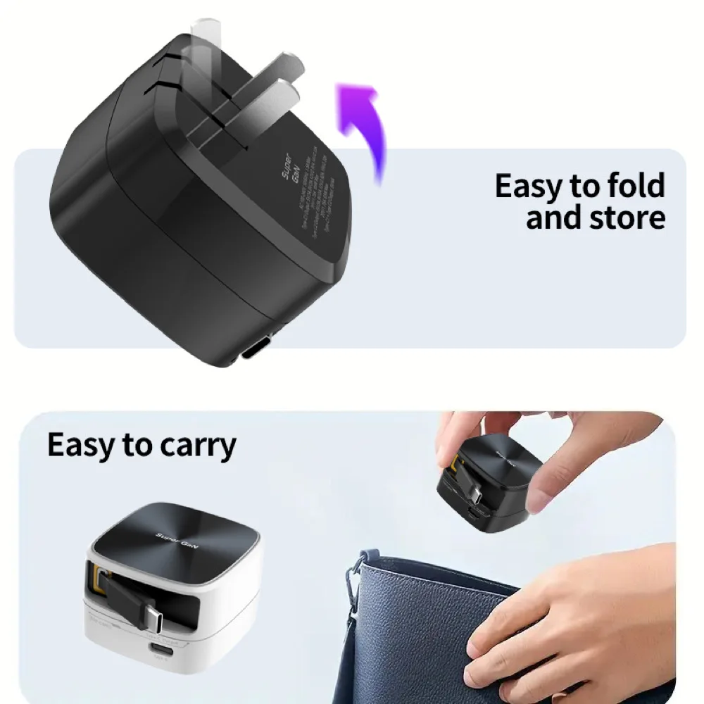 696 35 ワット GaN 急速充電延長コード折りたたみ収納ポータブルタイプ C Huawei 社 iPhone 16 15 サムスンタブレットラップトップ