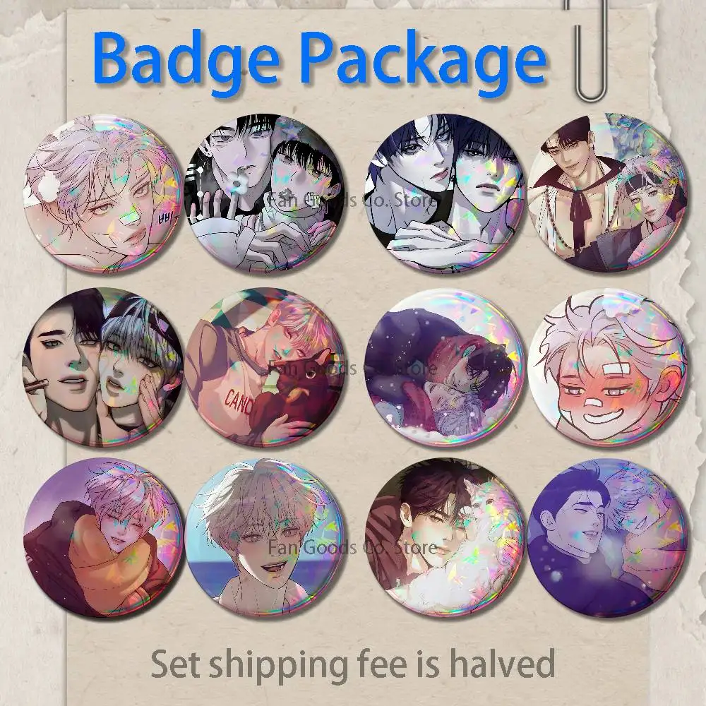 

P-Pearl Anime BoyS Brooches for Backpack Accessories 25,32,44,58,75mm Round Enamel Pins 2-piece set Cartoon Anime Badge