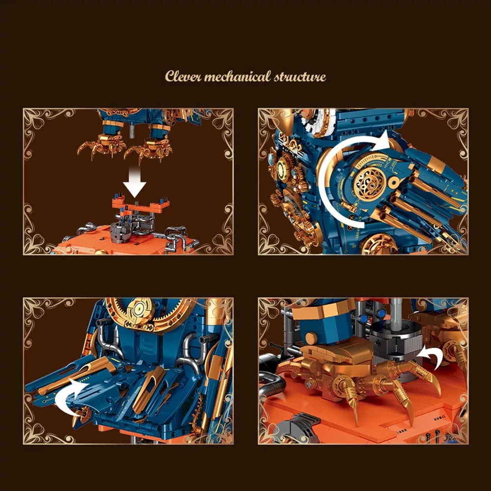 Mechanische Steampunk-Eule Bausteine - 3210 Teile Filigranes Zahnrad-Design Eulen-Modellbausatz für Erwachsene und Kinder zur Ausstellung & Sammlung