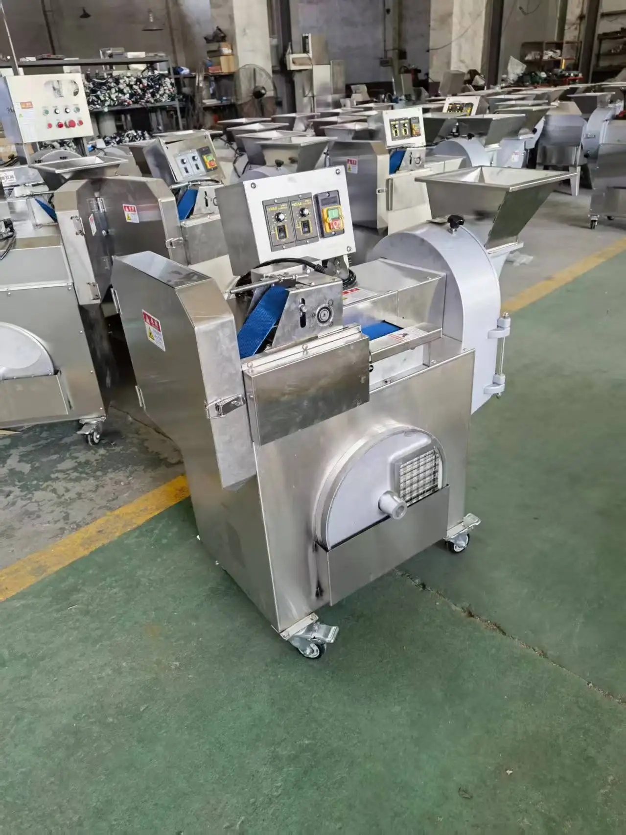 Commercial Multifunction Vegetable Cutting Machine Double Feeding Inlet Stainless Steel Vegetable Slicer Shredder Dicer
