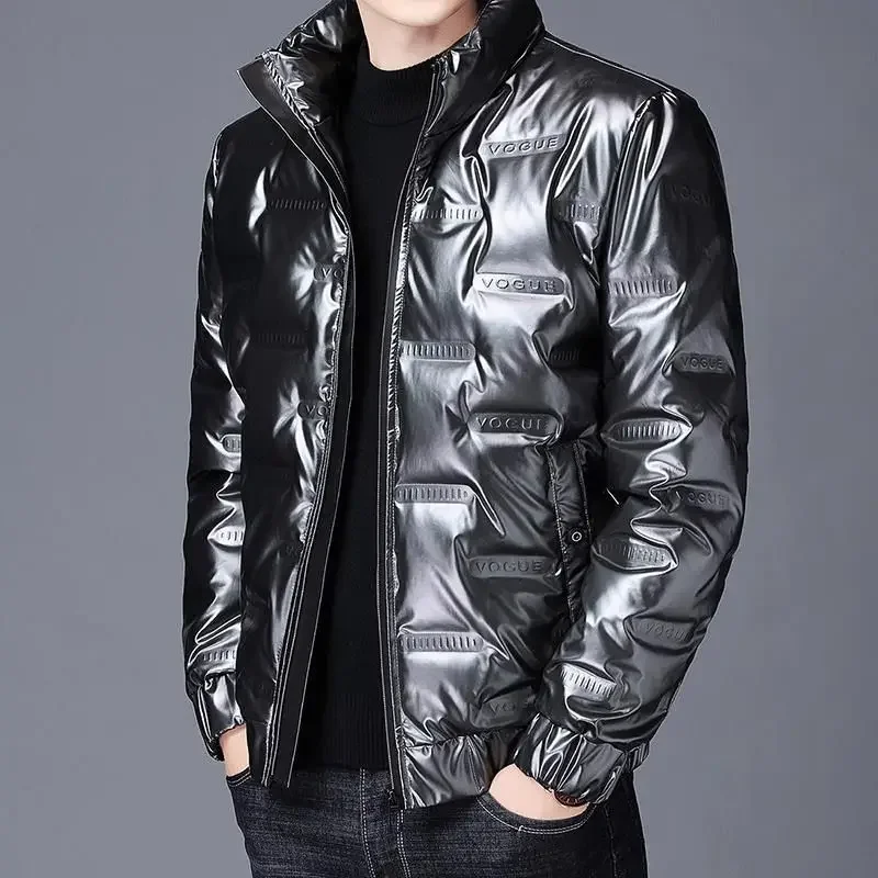 Man Padded Coat Collared Padding Short Parkas Glossy Korean Reviews Many Clothes Down Jackets for Men Luxury Clothing Popular