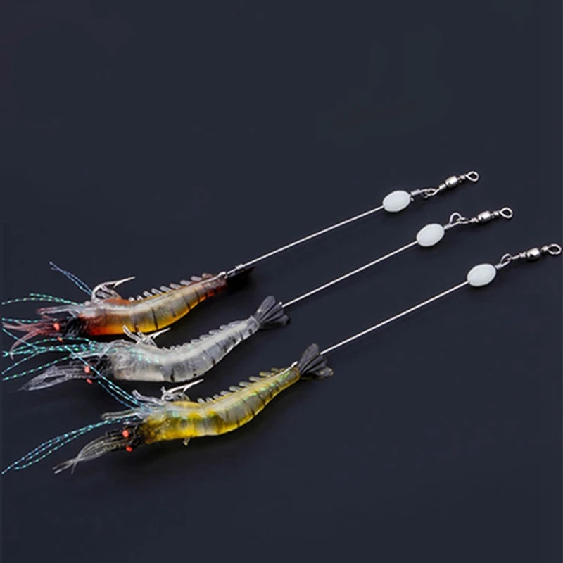 3PCS 9CM 7G Silicone Bait Shrimp Soft Plastic Artificial Soft Prawn with Hooks Jigs Lure Swimbait Wobblers Spinning Tackle Baits