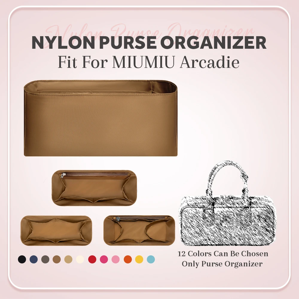 

Nylon Purse Organizer Insert, Small Inner Liner Storage Bag Organizer Insert Fit for Miumiu Arcadie Handbag Inside Cosmetics Bag