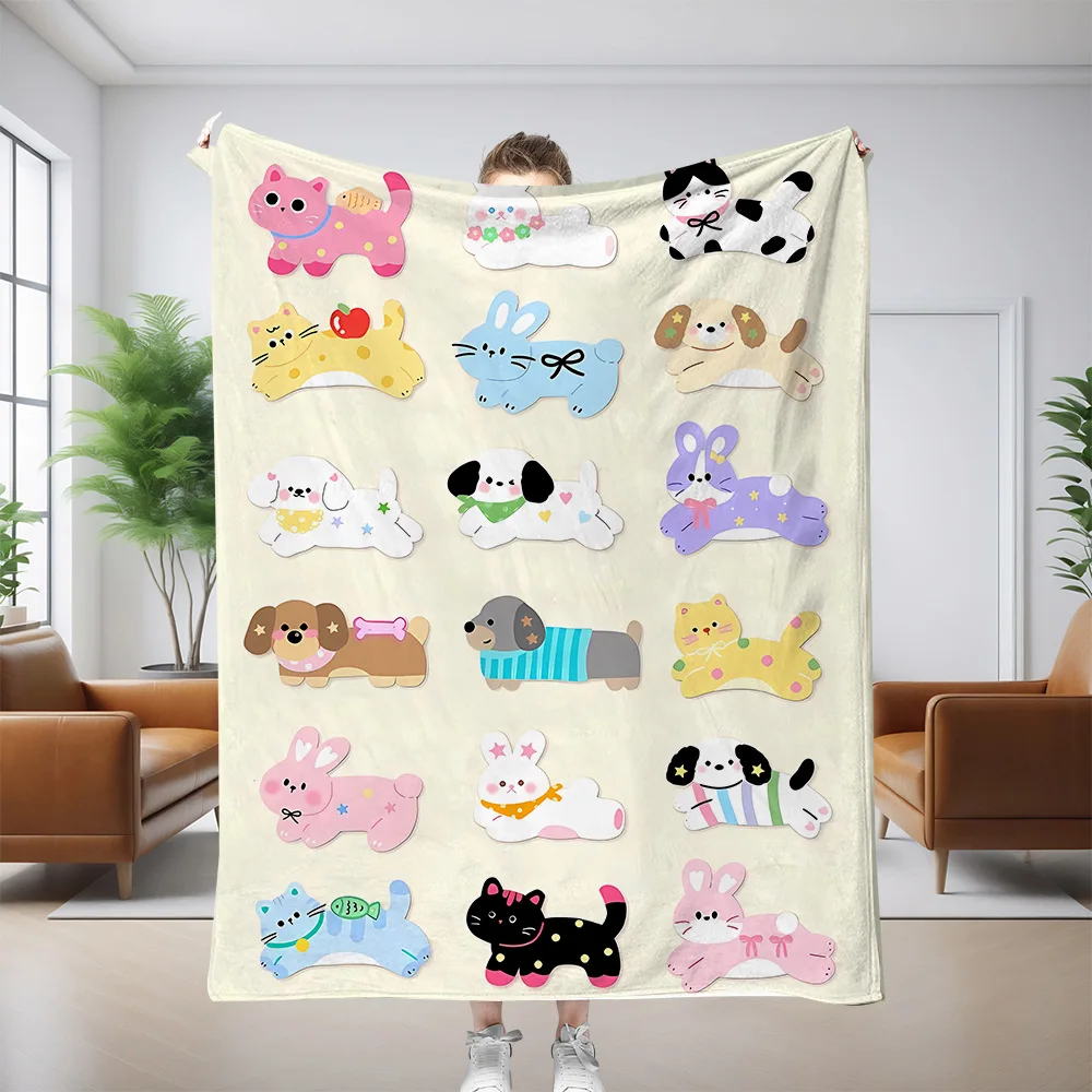 Funny Dog Blanket Cute Polka Dot Party Puppy Print Cozy Throw For Luxury Living Room Sofa Bed Couch Office Home Decoration