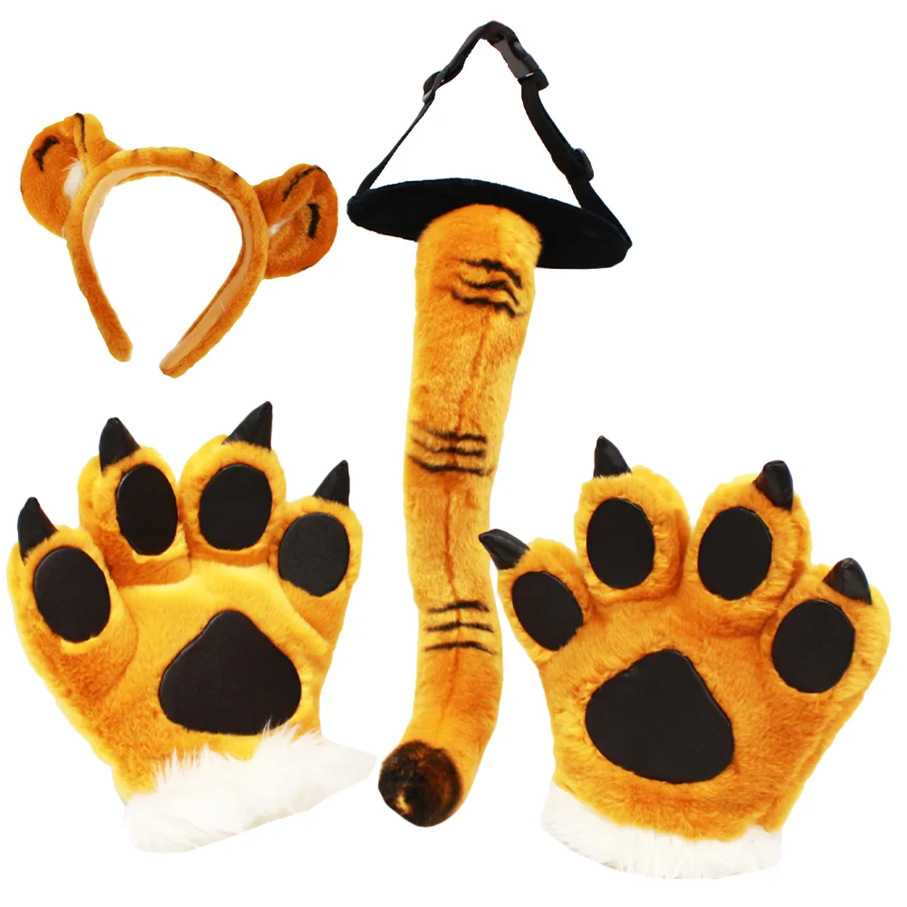 

Paw Tiger Ears and Tail Adult Set Headband for Women Pp Cotton Costume Kids Miss