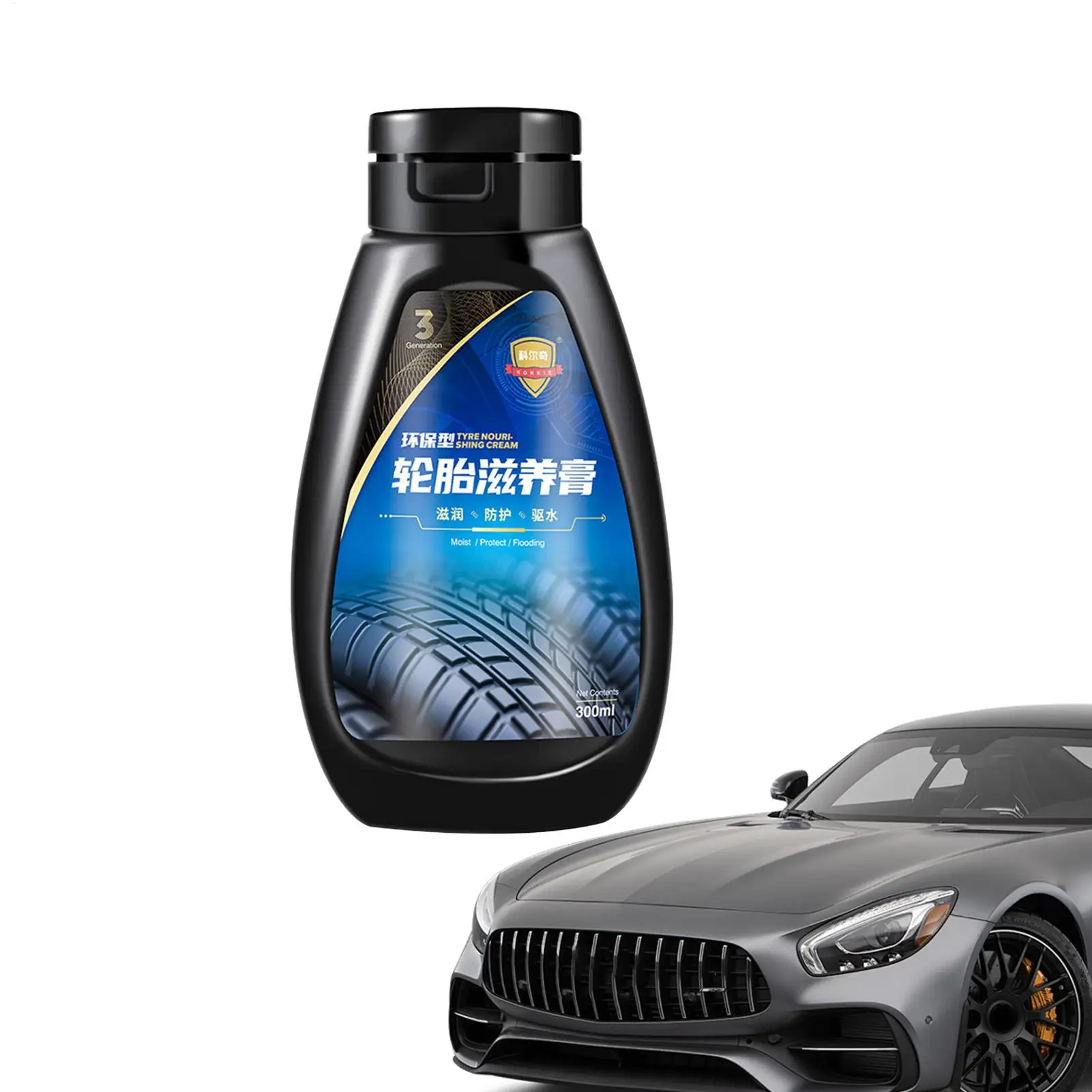 ホイールとタイヤクリーナー-300ml-保護効果のある効率的なペースト自動車タイヤコーティングクリーム-家族や友人向け-自動車車両屋内用
