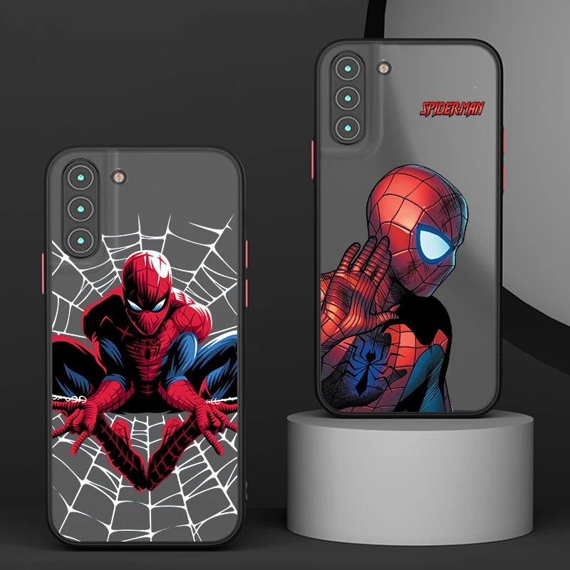 Marvel Avengers Spiderman For Samsung S24 S23 S22 S21 Ultra S20 FE Note 20 Lite Plus Frosted Translucent Phone Case