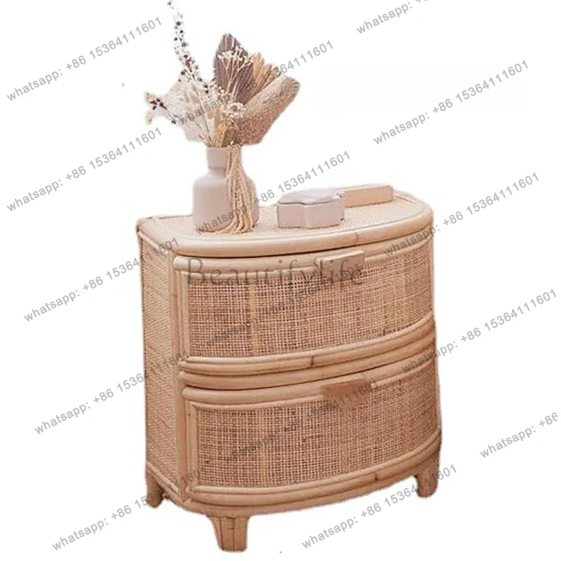 

Medieval simple rattan locker B & B bedroom Japanese rattan bedside table