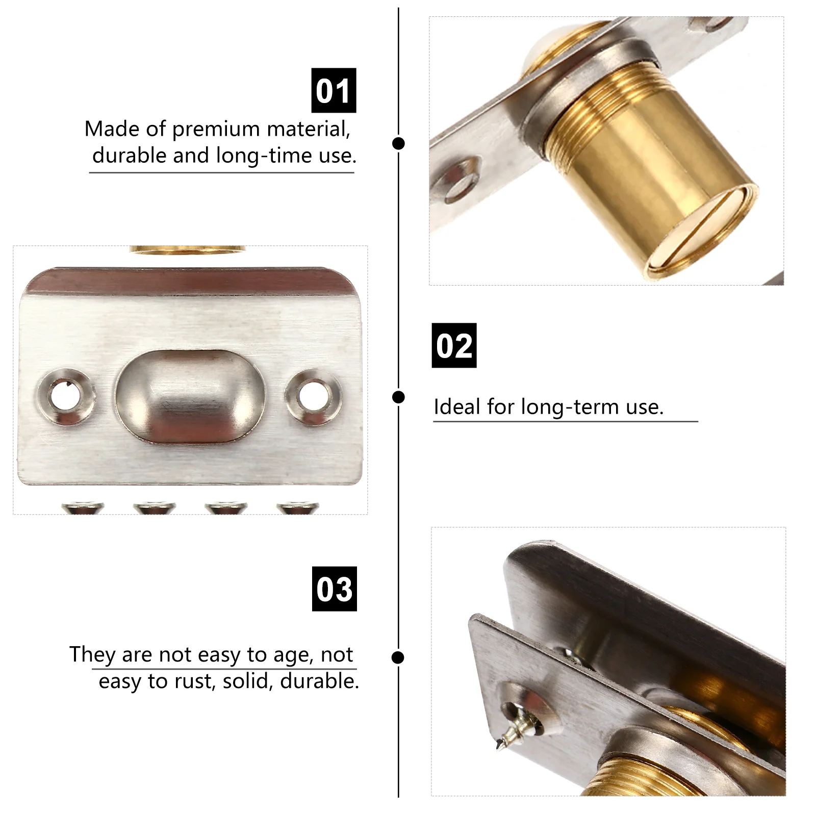 2 قطعة الكرة النحاسية المصيد مزلاج الباب الفضي اكسسوارات الأثاث الثقيلة الربيع خزانة لخزانة ملابس بأدراج الكرة الصيد مزلاج