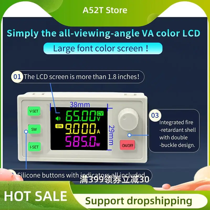 

A52T 3X New XY6509X CNC Adjustable DC Power Supply Constant Voltage Constant Current Maintenance 65V 9A 585W Step-Down Module