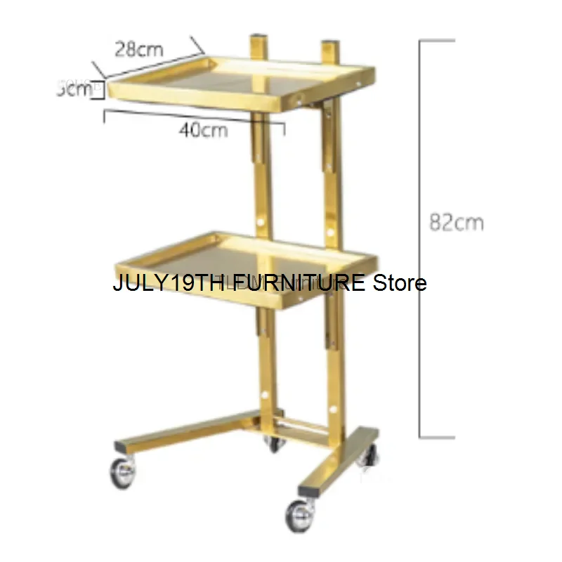 ステンレス鋼の車輪付き補助車,美容院の染色カート,折りたたみ式カート,特別な2層ツール,理髪店