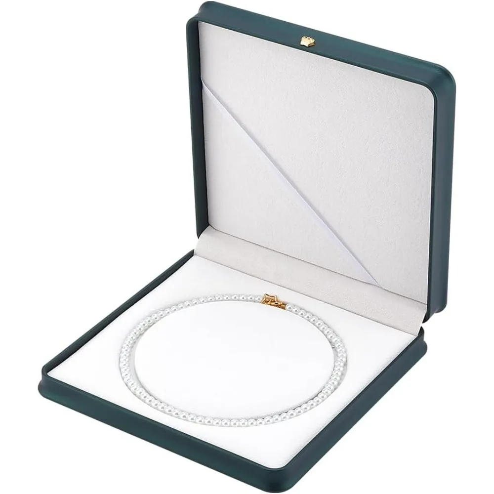 

PU Leather Jewelry Box Green Necklace Gift Box Jewelry Container for Necklace Jewelry Display Case Storage Holder for Women